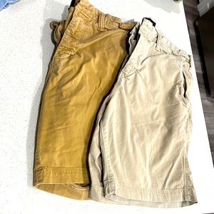 American Eagle khaki shorts. Lot of two. Both size 32. Prep length.